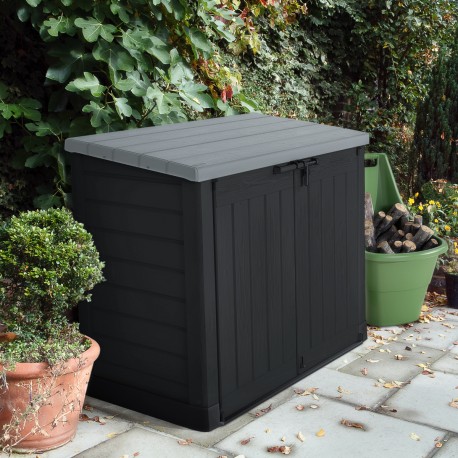Box da giardino multifunzione in resina 1200L tetto piano nero - Keter