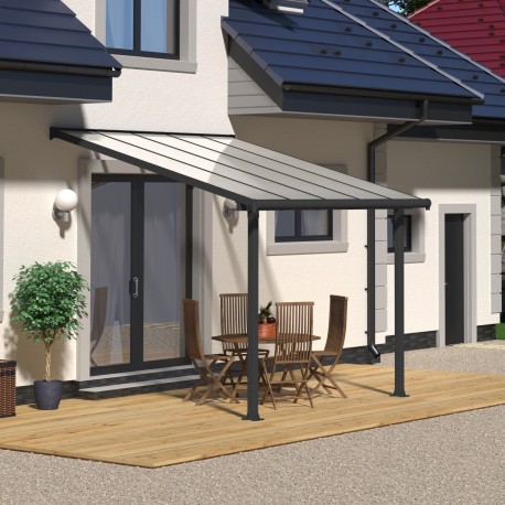 Pergola per terrazza in alluminio grigio 3x3,05m e PC 16mm Olympia - Canopia by Palram