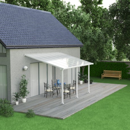 Pergola per terrazza in alluminio bianco 3x4,25m + PC 16mm Olympia - Canopia by Palram