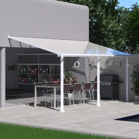 Pergola per terrazza in alluminio bianco 3x5,46m + PC 16mm Olympia - Canopia by Palram