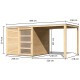 Casetta con tetto piano in legno massello 19mm Qubic 6,05m² + pensilina 5,6m² - Karibu