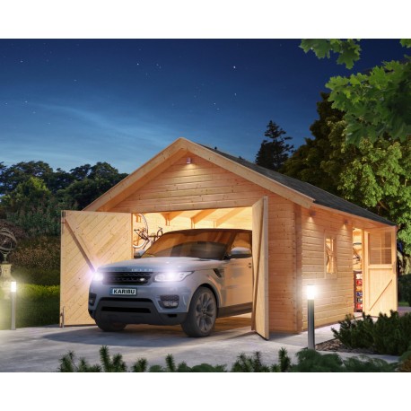 Garage in legno certificato 20,78m² -  assi 40mm - Karibu