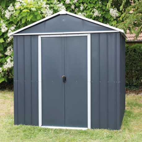 Casetta da giardino in metallo antracite 5,97m² + kit di ancoraggio incluso - YARDMASTER