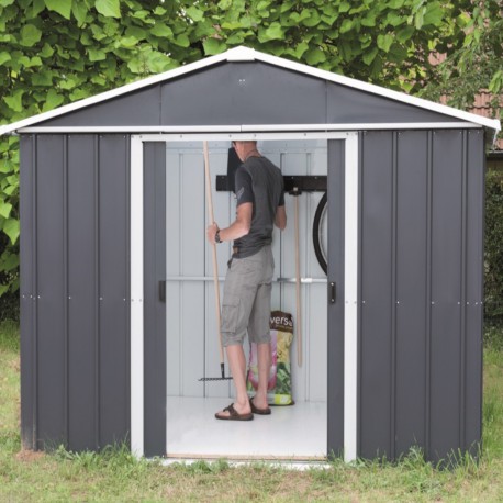Casetta da giardino in metallo antracite 7,18m² + kit di ancoraggio incluso - YARDMASTER