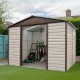 Casetta da giardino in metallo beige e marrone 5,97m² + kit d'ancoraggio incluso - YARDMASTER