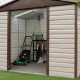 Casetta da giardino in metallo beige e marrone 5,97m² + kit d'ancoraggio incluso - YARDMASTER