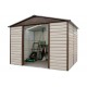 Casetta da giardino in metallo beige e marrone 5,97m² + kit d'ancoraggio incluso - YARDMASTER