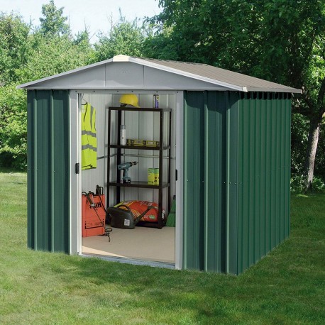 Casetta da giardino in metallo verde 4,38m² + kit d'ancoraggio incluso - YARDMASTER