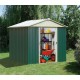 Casetta da giardino in metallo verde 8,48m² + kit d'ancoraggio incluso - YARDMASTER