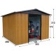 Casetta da giardino in metallo effetto legno e marrone 12m² + kit d'ancoraggio incluso - YARDMASTER