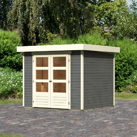 Casetta da giardino in legno massello grigio terra 5,25m² Askola 3 - WoodFeeling