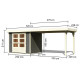 Casetta da giardino in legno massello Askola 3 grigio terra, 5,25 m² con tettoia laterale da 280 cm – Karibu
